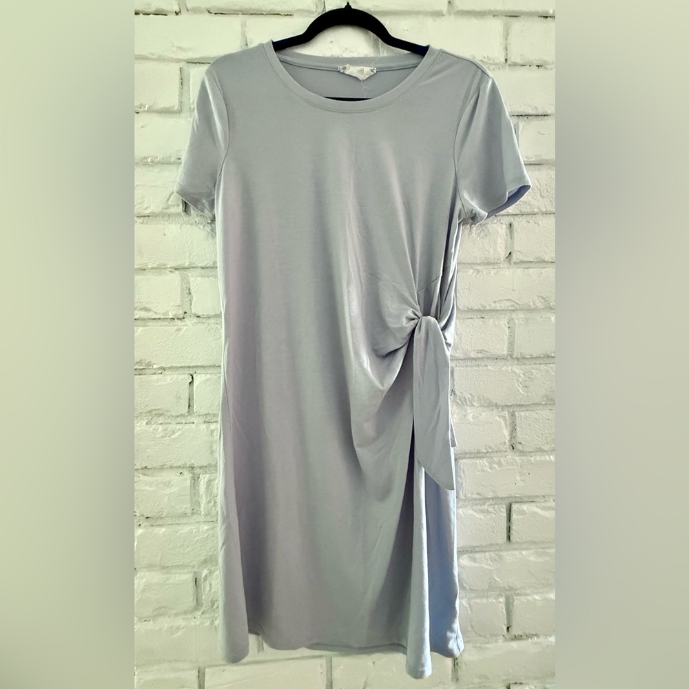 Soft Lavender Side-Tie T-Shirt Dress